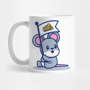 Cute Rat Mouse Hold Cheese Flag Mug